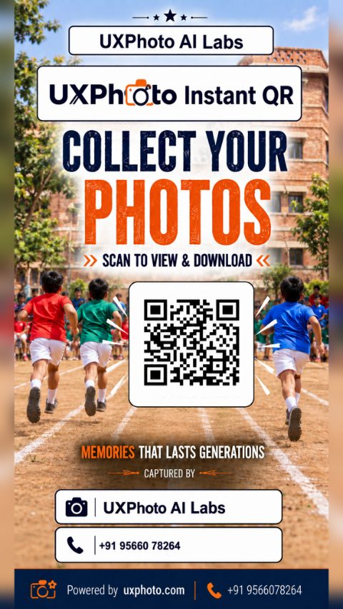 Collect your photos — sports day QR poster